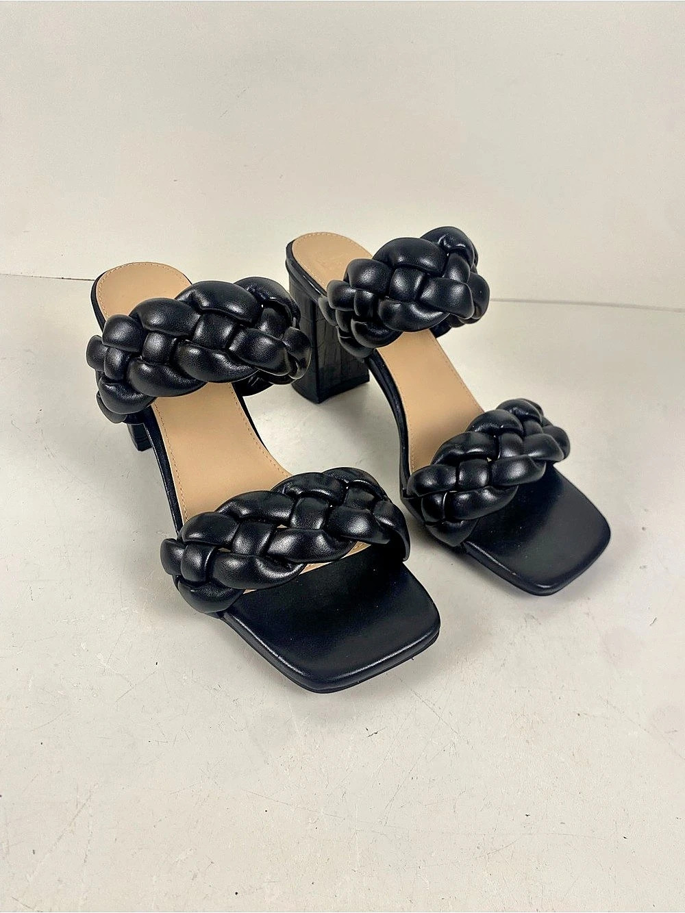Nicole Miller Braided Block 3” Heel Black Mules Size 9